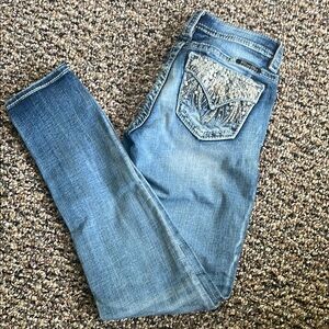 Miss Me Blue Skinny Jeans with Embellished Design